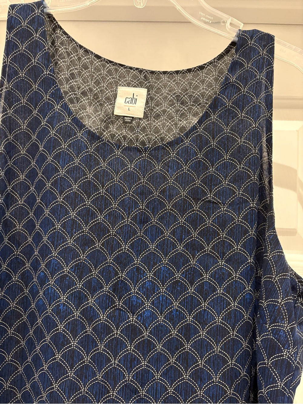 Cabi Blue Patterned Sleeveless Top